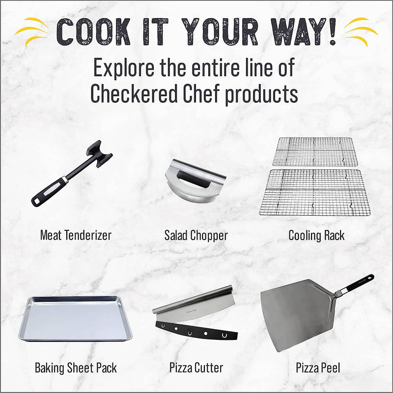 Checkered Chef Baking Sheets - Half Sheet Pan with Rack Set - Easy Clean Aluminum Bakeware