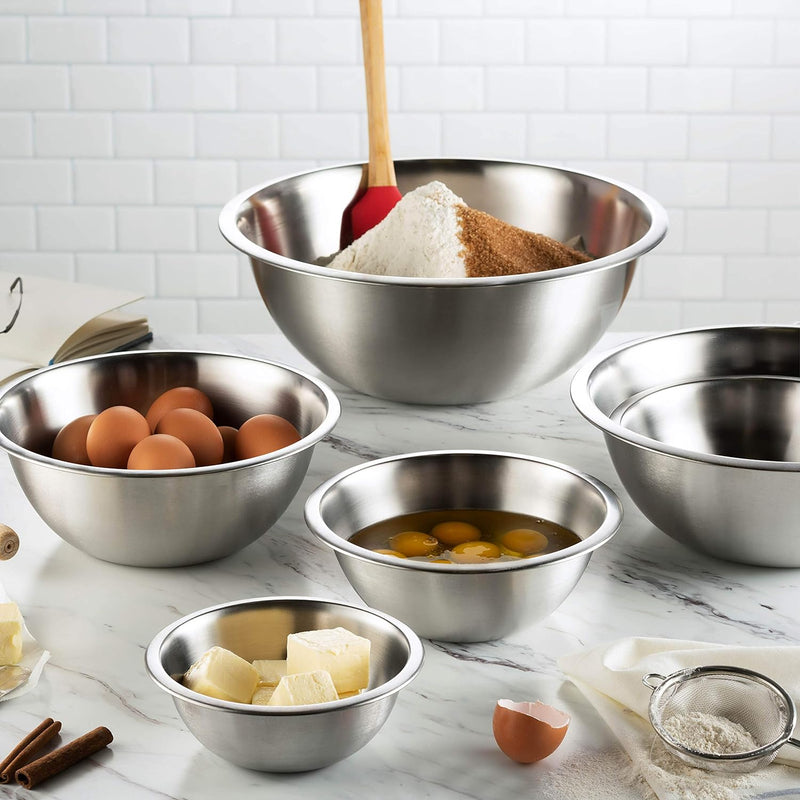 Stainless Steel Mixing Bowl Set - Space Saving Easy to Clean 5 Pieces