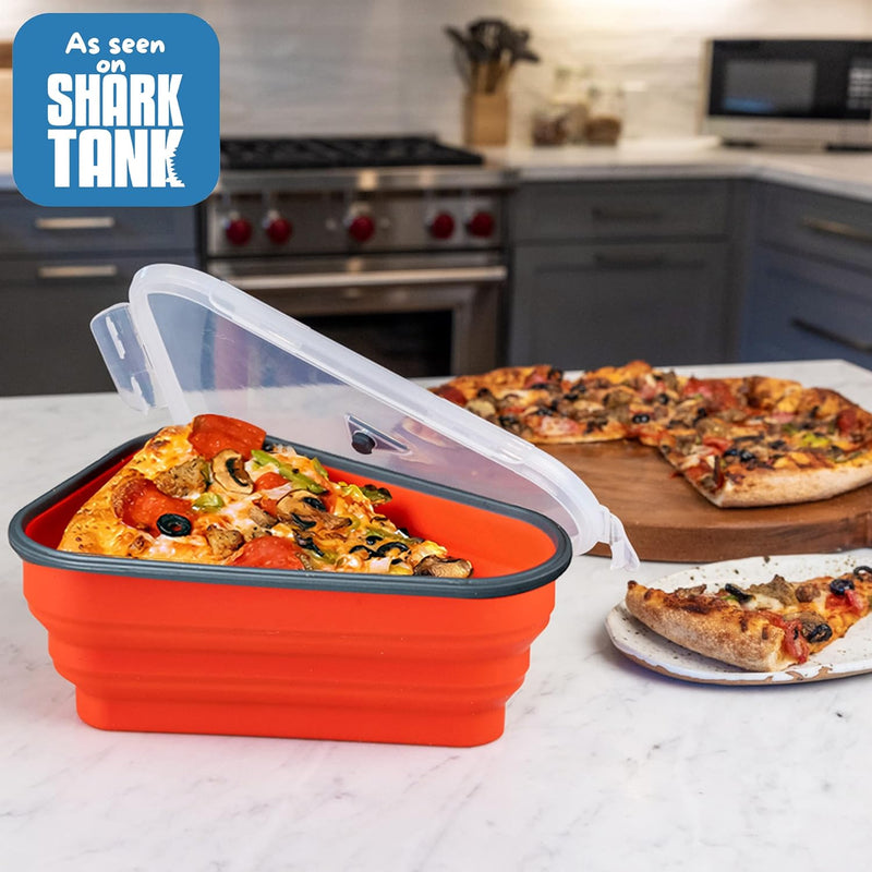 The Perfect Pizza Pack - Reusable Pizza Storage Container with 5 Microwavable Trays - BPA-Free Organizer for Space-Saving Red