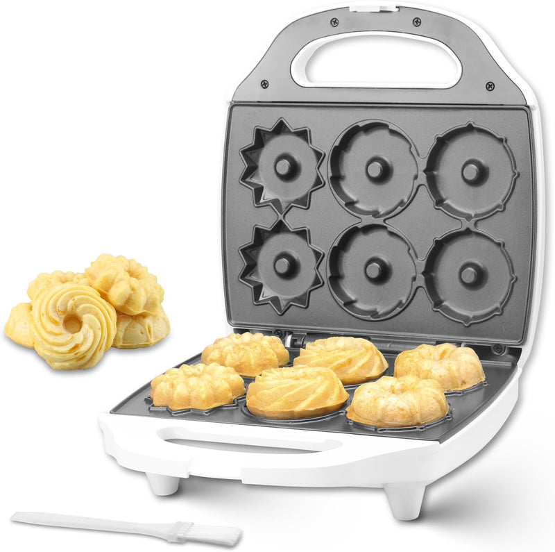 Mini Donut Maker Machine - Electric Bundt Cake Pan 6 Shapes for Breakfast  Desserts