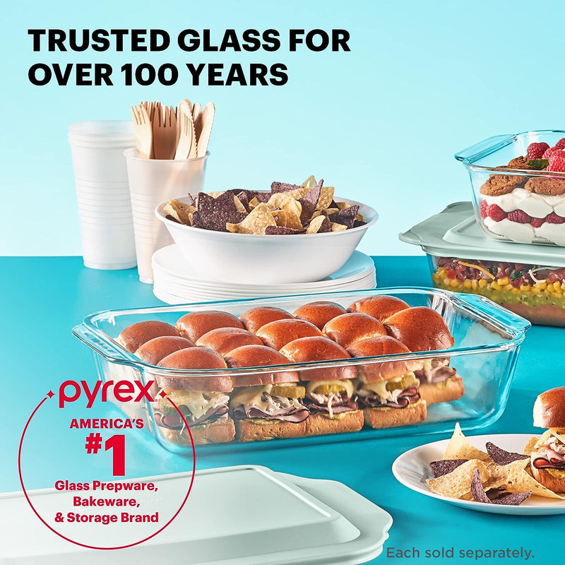 Pyrex Deep Glass Casserole Baking Dish with Lid - Oven Freezer Microwave Safe