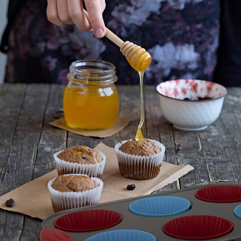 Non-Stick Silicone Muffin Pan - 12 Cups with Steel Frame - BPA Free  Non-Toxic