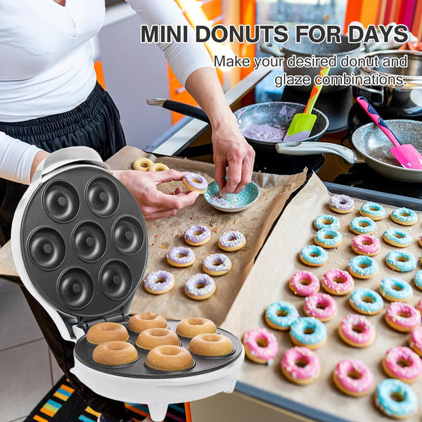 Portable Electric Mini Donut Maker with Non-Stick Double-Sided Heating for Home Breakfast  Snack Preparation