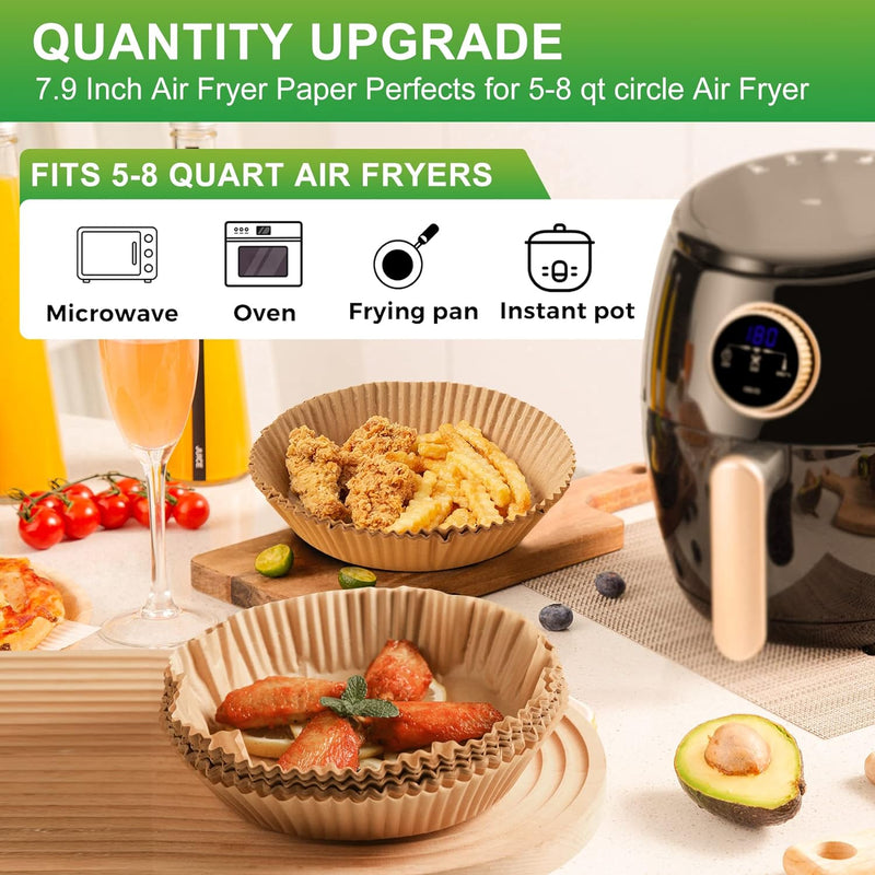 Air Fryer Disposable Parchment Liners - 125 Pack 8 Inch Non-Stick - for Airfryer Baskets Steaming  Microwaving