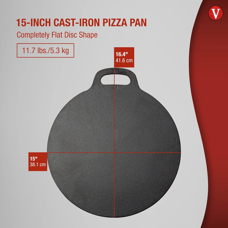 Victoria 12-Inch Cast-Iron Tawa Dosa Pan with Loop Handle Preseasoned in Flaxseed Oil Made in Colombia