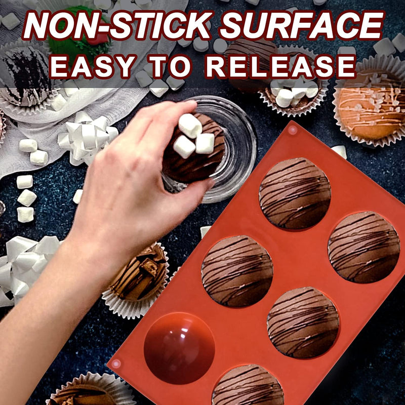 Semi Sphere Silicone Baking Molds - 15 Cavity Non-Stick 2 Pack for Jelly Chocolate and Cake