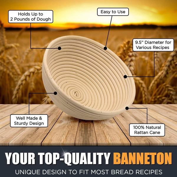Banneton Proofing Basket Set with Cloth Liner and Bread Stencils - Chefast