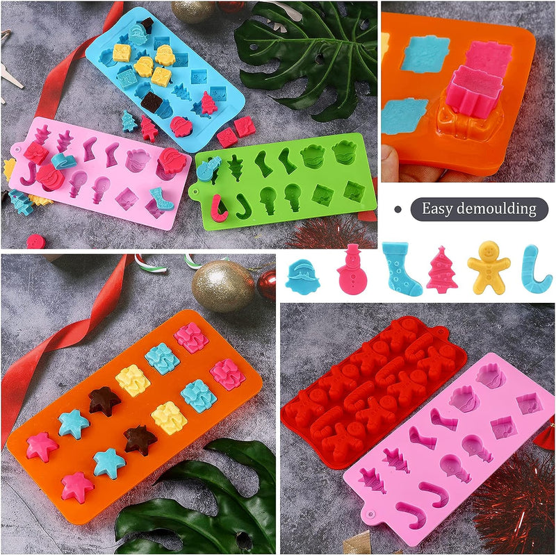 Christmas Silicone Molds - 6Pcs Baking  Candy Molds for Cake Toppers and Decorations