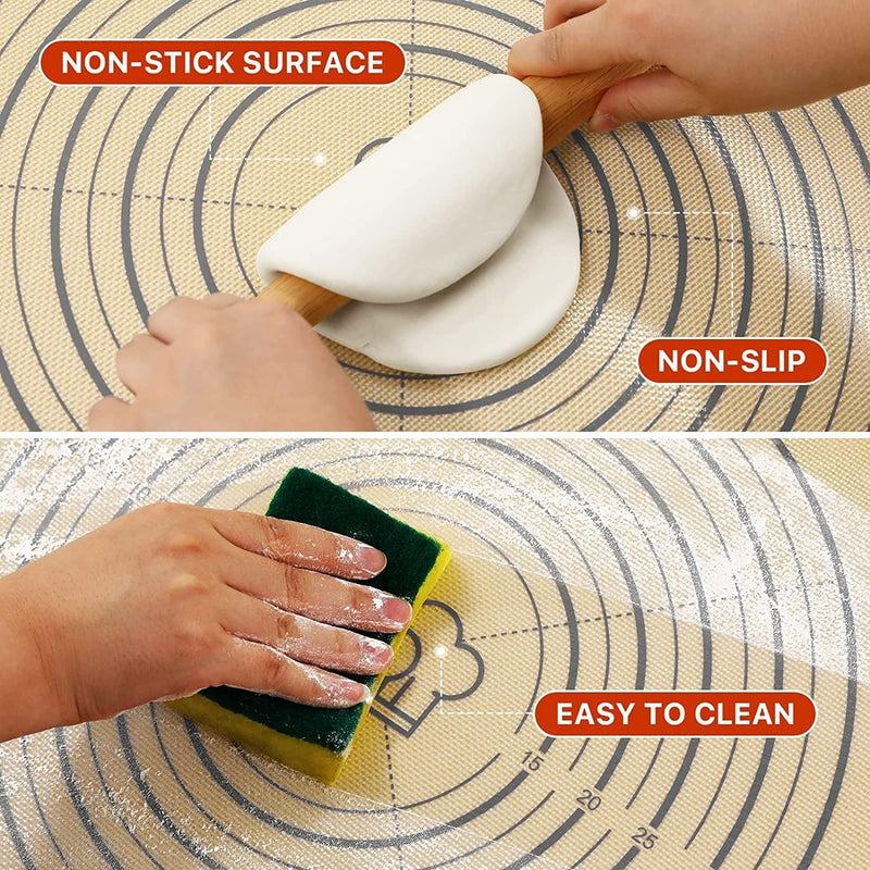 Extra Thick Silicone Baking Mat Non-Stick Large Sheet Mat with Measurement - Reusable for Baking and Dough Rolling