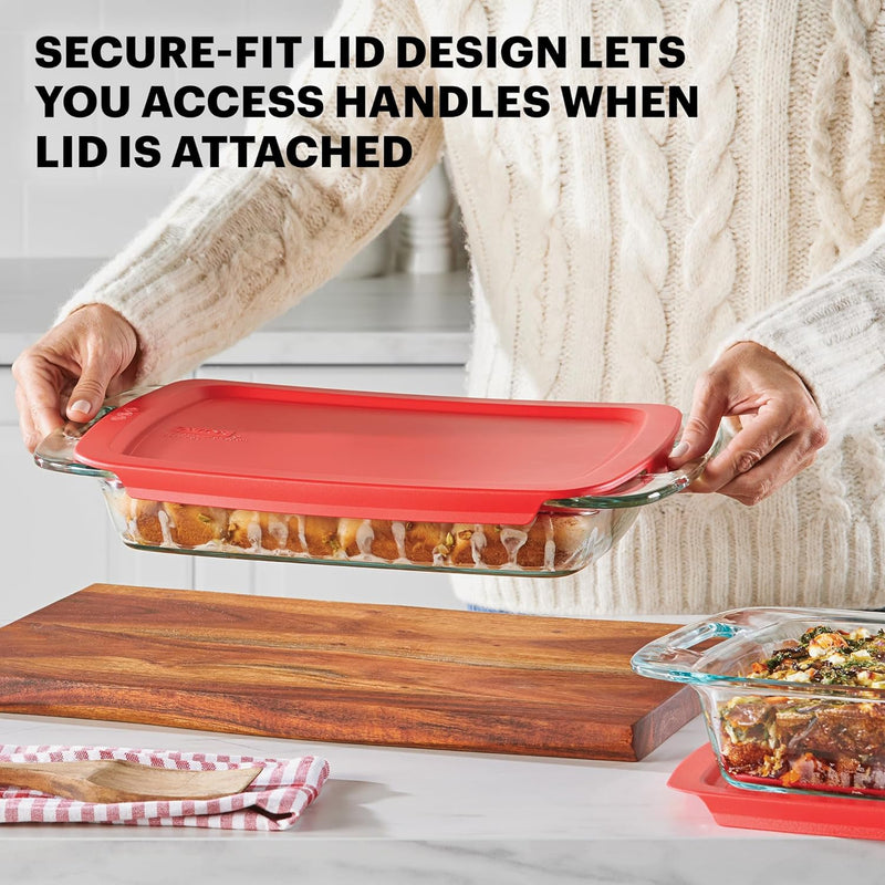 Pyrex Easy Grab 4-PC Extra Large Baking Set with Lids and Handles