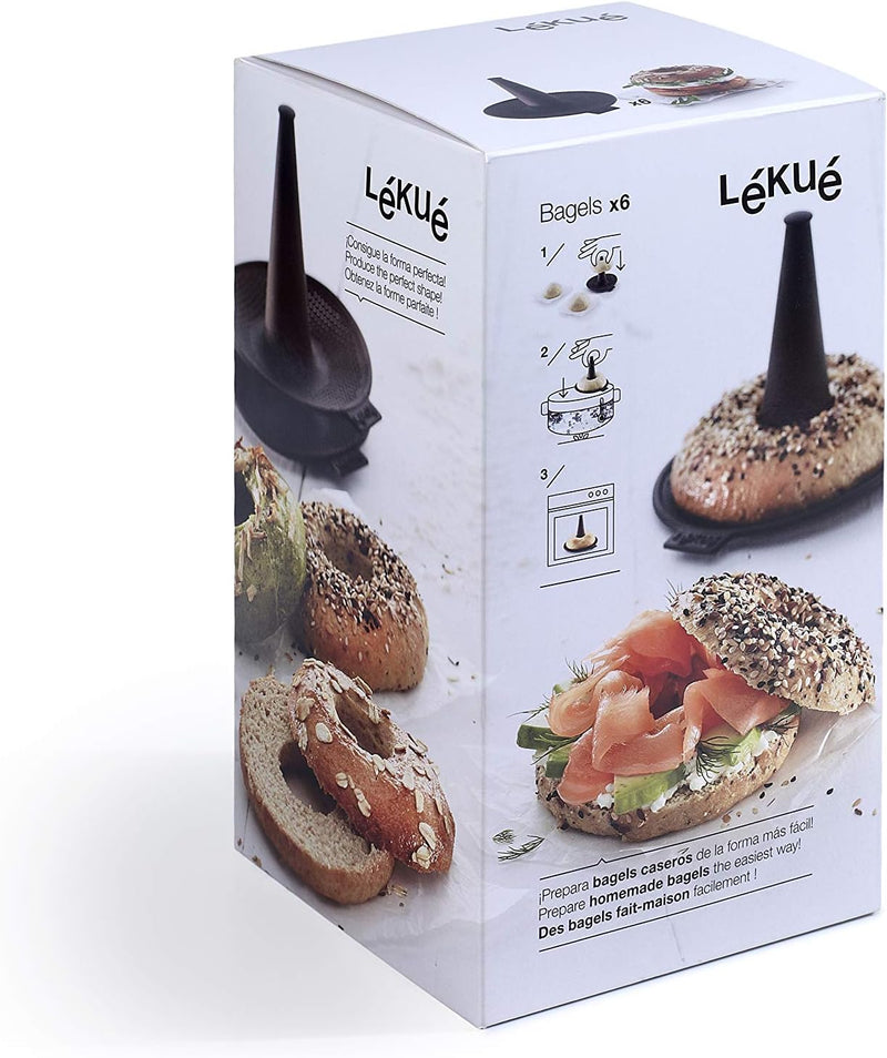 Lekue Bagel Maker with 6 Molds - Brown