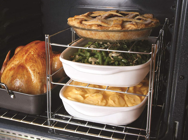 Nifty Oven Insert with Non-Stick Baking Rack and Roasting Pan Charcoal and Chrome