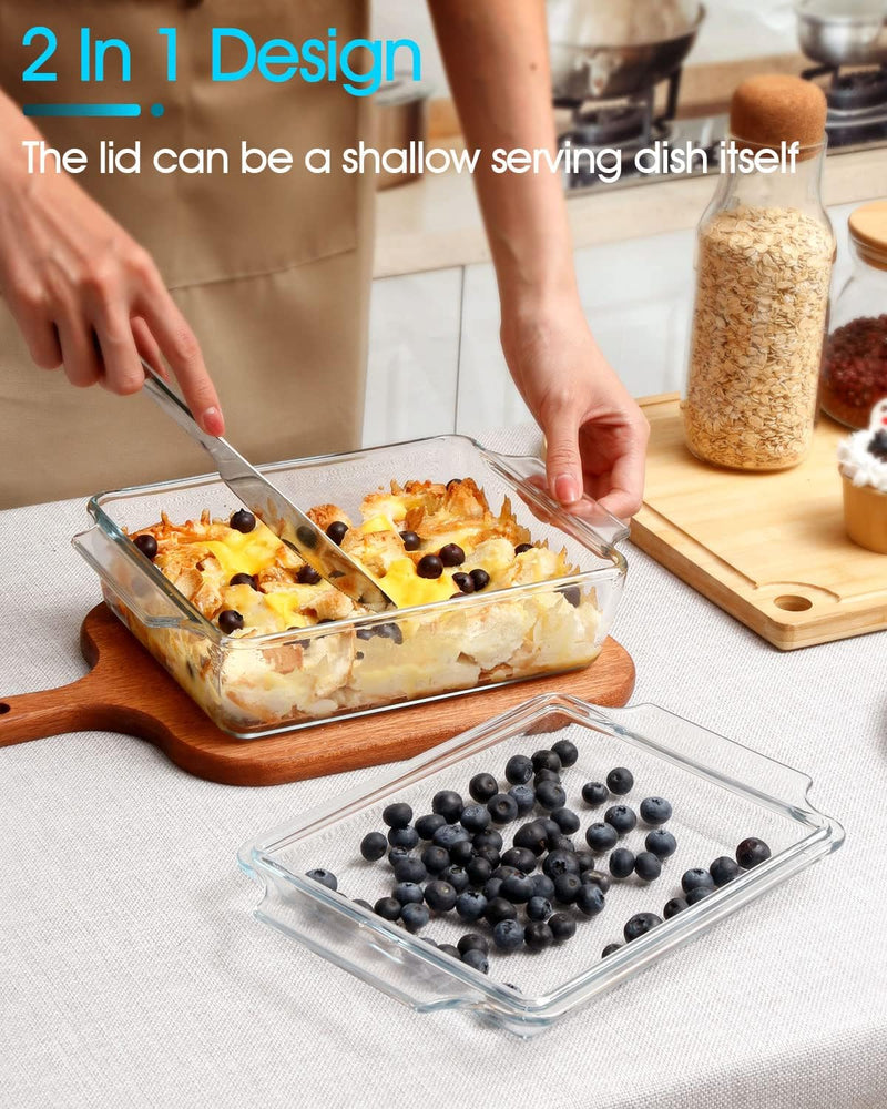 Mini Glass Casserole Dish with Lid - Single Serving Microwave Bakeware 57in x 7in