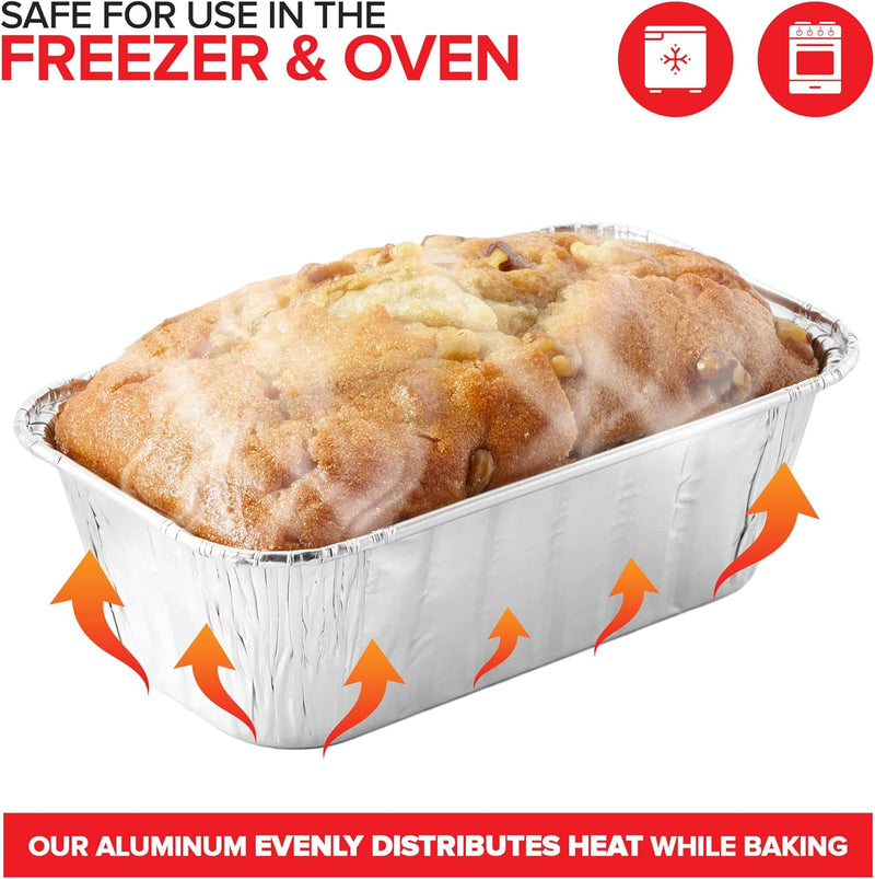 30-Pack Aluminum Foil Mini Loaf Pans - 1 lb Baking Tin Liners for Cakes Bread and Meat - Disposable 6x35x2