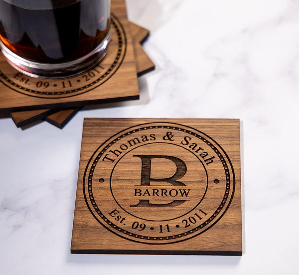 Handmade Personalized Coasters - USA Christmas Anniversary Gifts for Him