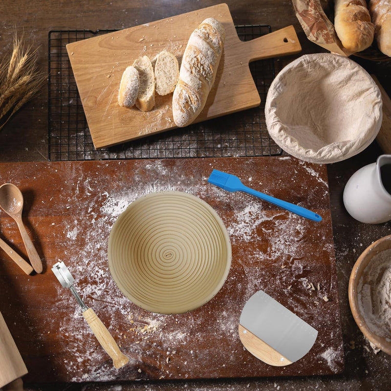 2-Piece Sourdough Bread Banneton Set with Lame - Baking Basket and Tools