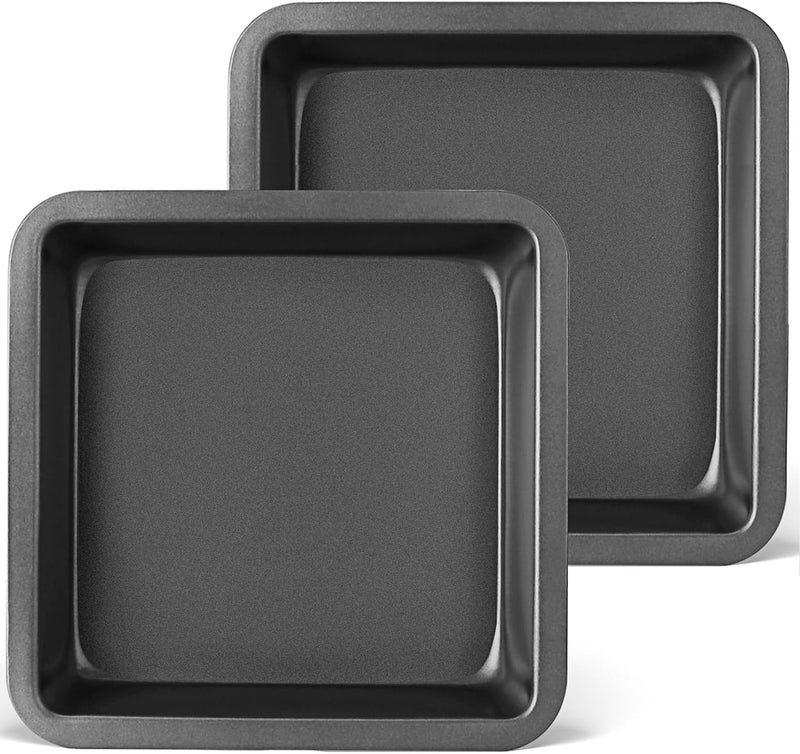 HONGBAKE 8 Round Cake Pan Set - Nonstick 2 Pieces - Dishwasher Safe  Heavy Duty Grey