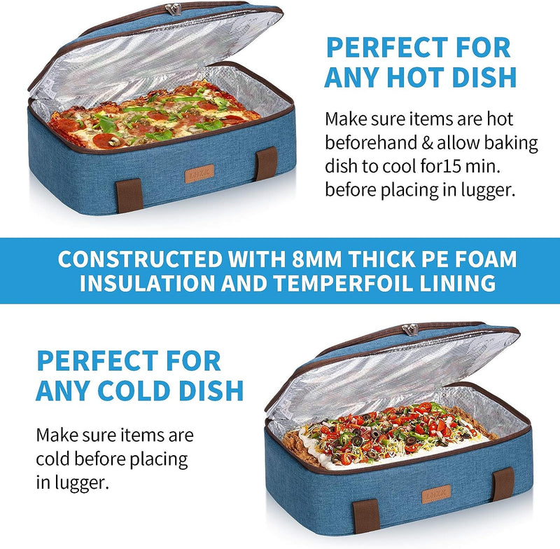 Insulated Double Decker Casserole Carrier - HotCold Food Expandable Grey