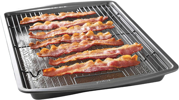 Nonstick Carbon Steel Bacon Baking Pan Set - GoodCook 15 Pieces Dark Gray