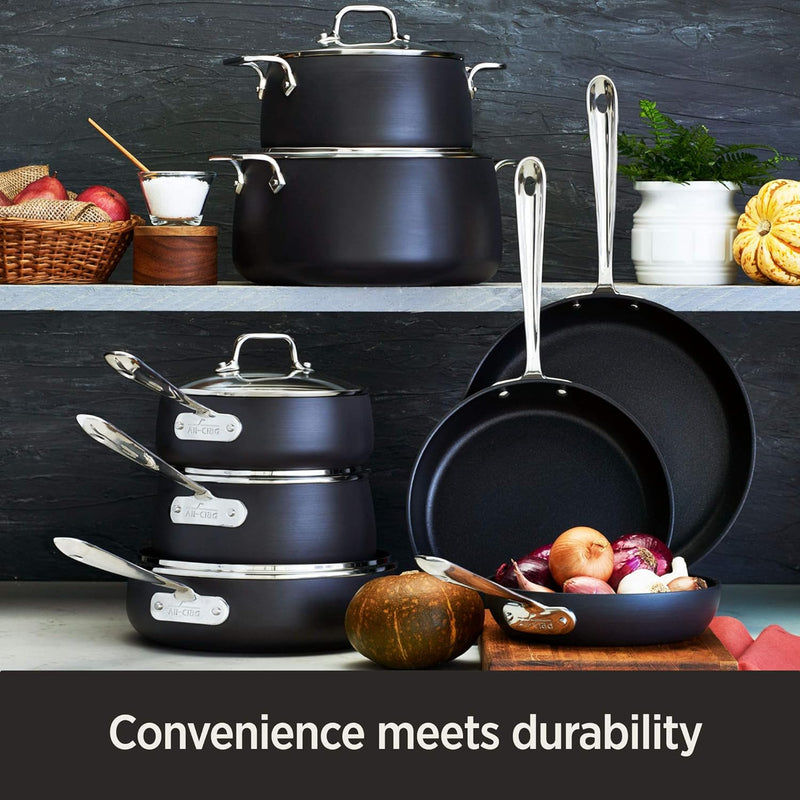 All-Clad HA1 Nonstick Roaster and Rack 13x16 Inch Oven-Safe 500F Black Cookware Set