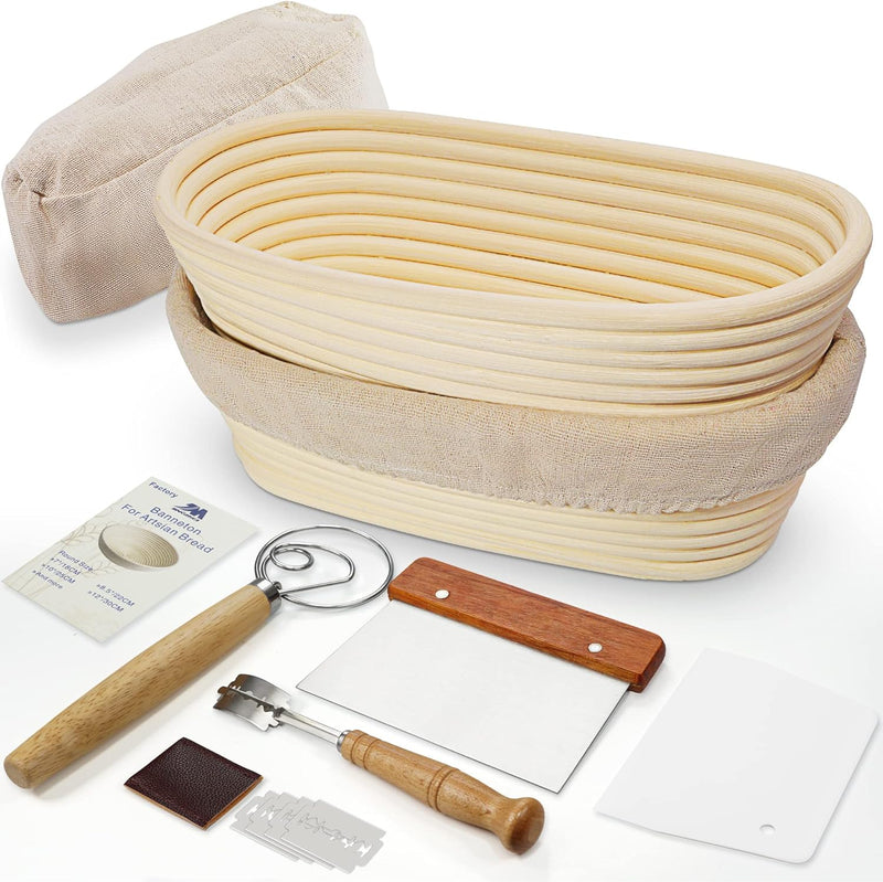 9 Round Banneton Proofing Basket with Free Accessories