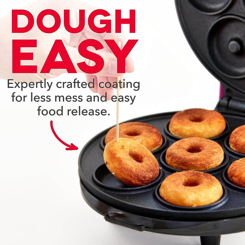 Kid-Friendly Donut Maker with Non-stick Surface - Makes 7 Doughnuts - Aqua