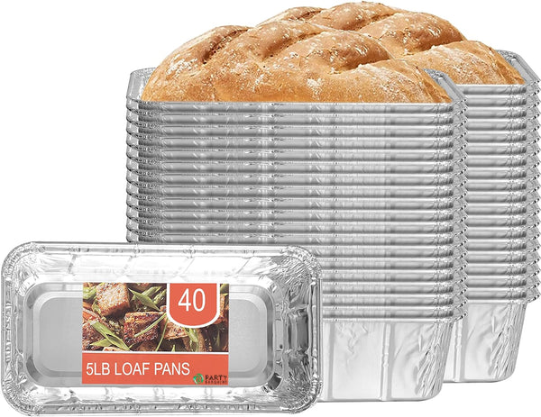 20 Pack Aluminum Loaf Pans - Heavy Duty Disposable Bread Pans 2 lb for Baking and Serving 85 x 45 x 25 - Max 240C