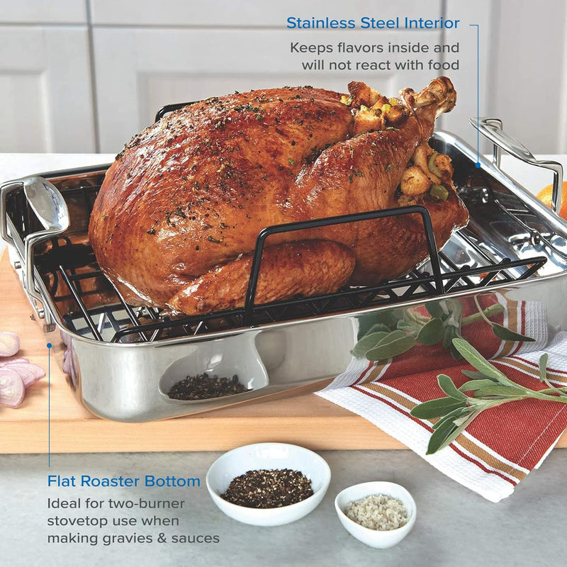 Viking 3-Ply Stainless Steel Roasting Pan with Nonstick Rack - Dishwasher and Oven Safe