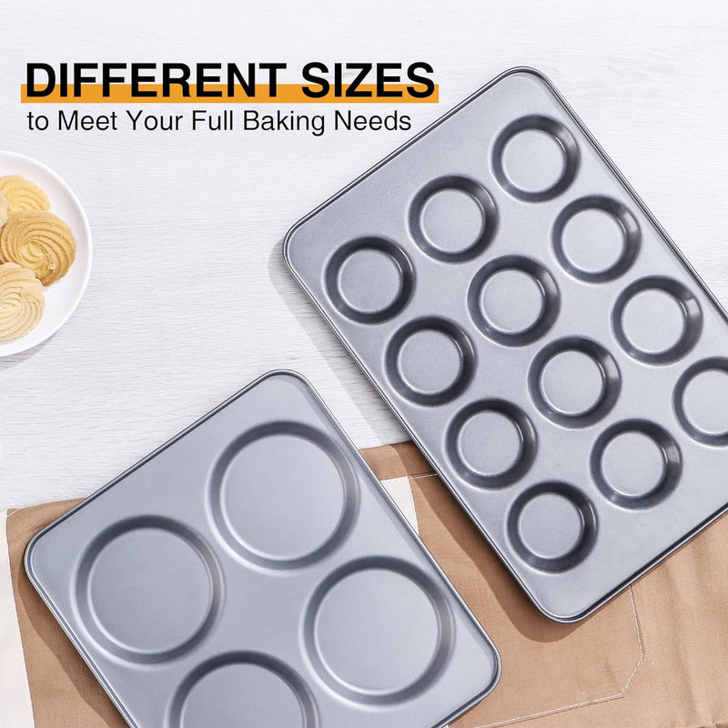 HONGBAKE Nonstick Muffin Pan - 12 Cup 2 Pack - Dark Grey