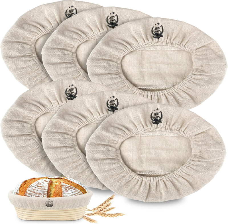 WALFOS 6-Pack Bread Basket Liner - 9 Round Banneton Cloth for Bread Proofing