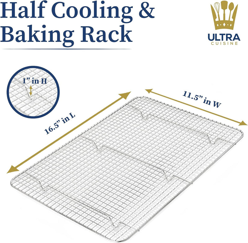 Ultra Cuisine Stainless Steel Cooling and Baking Rack Set - 115 x 165-inch - Set of 2