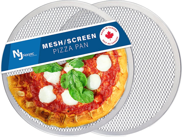 Pizza Screen - 14 Inch 2 Pack Seamless Rim Restaurant-Grade Aluminum Oven-Safe