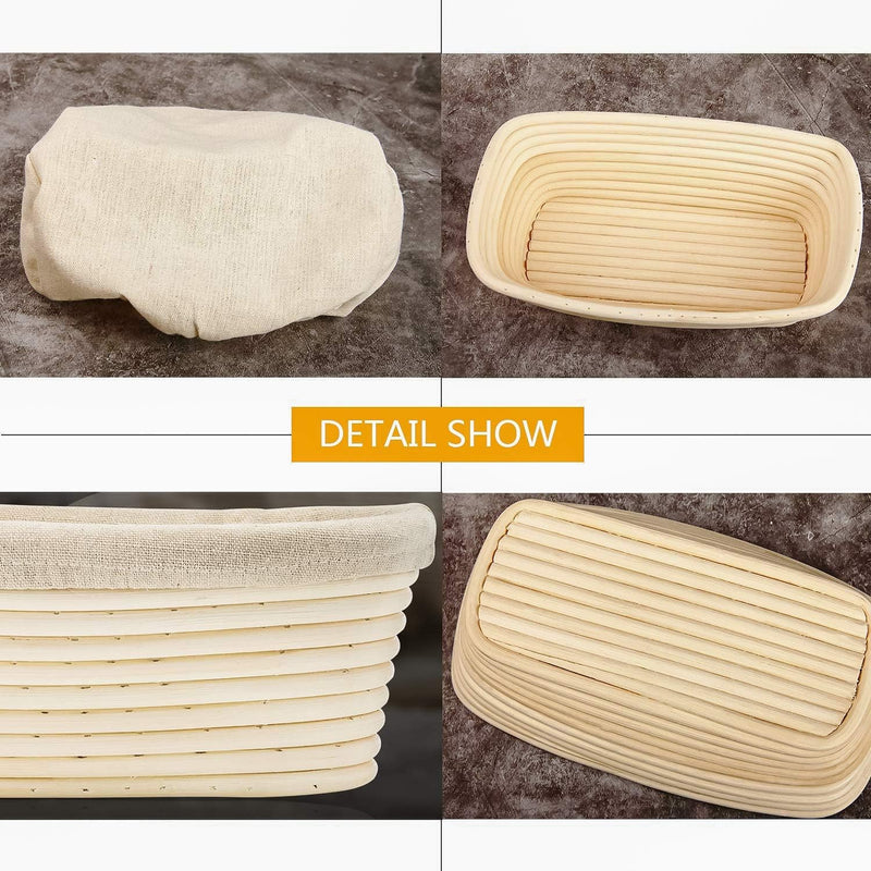 9-Inch Banneton Bread Proofing Basket with Lame and Scraper - Sourdough Baking Supplies