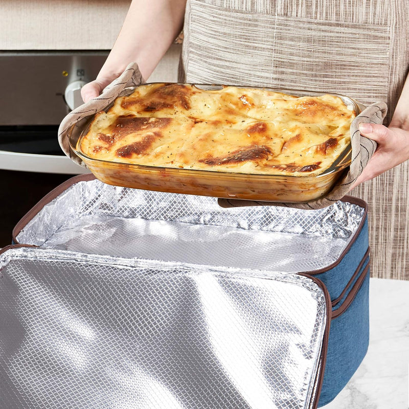 Insulated Double Decker Casserole Carrier - HotCold Food Expandable Grey