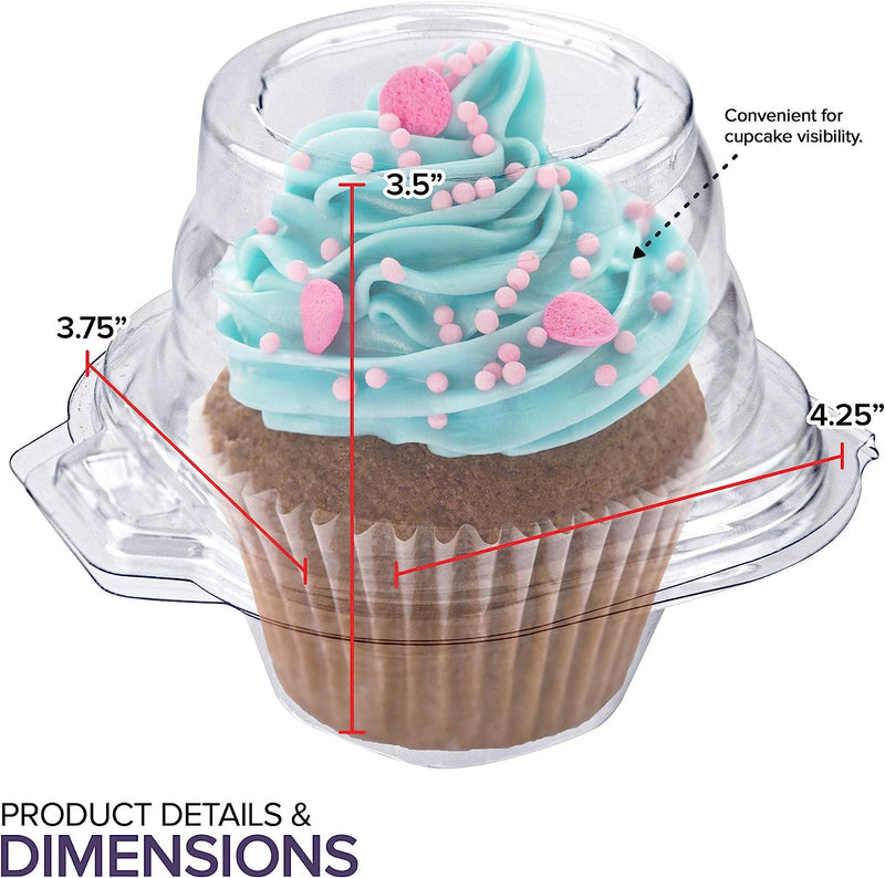 Clear Plastic Cupcake Containers with Dome Lid 100 Count - BPA-Free