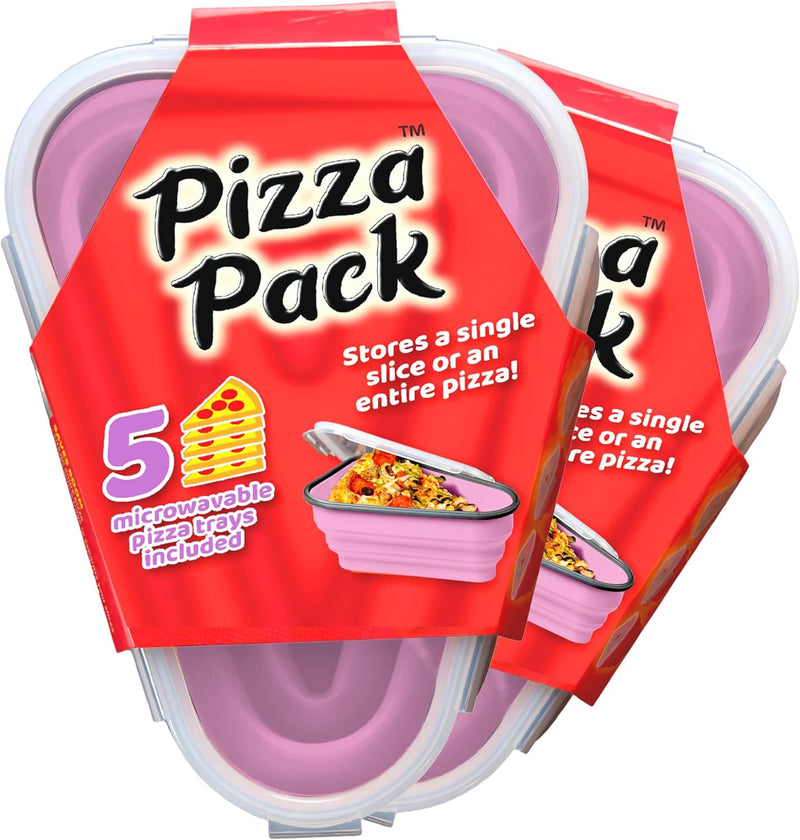 The Perfect Pizza Pack - Reusable Pizza Storage Container with 5 Microwavable Trays - BPA-Free Organizer for Space-Saving Red