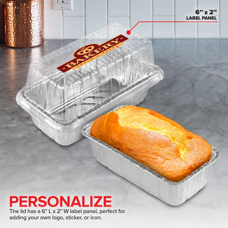 Aluminum Foil Mini Loaf Pans - 50 Pack 2 lb Disposable Baking Tins Ideal for Cakes Breads and Meat