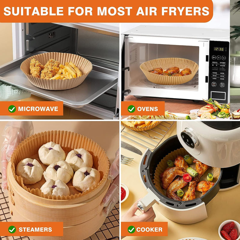 Air Fryer Disposable Liners - 125 Pcs Parchment Paper Non-Stick Square 8IN - Microwave Safe