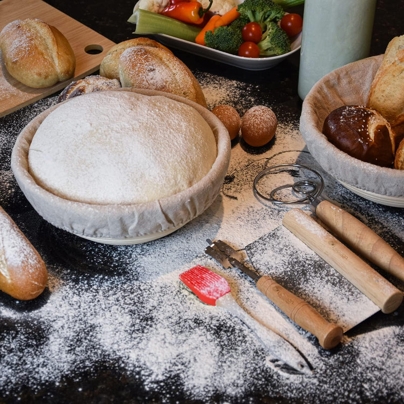 Sourdough Starter Set for Bread Baking - 11 Piece Kit with Banneton Bread Basket