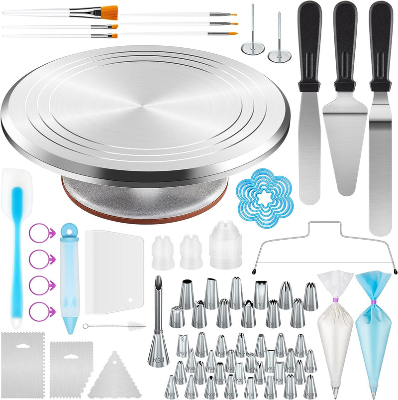 Kootek 177 Pcs Cake Decorating Kit - Revolving Turntable  Numbered Tips for Baking  Frosting