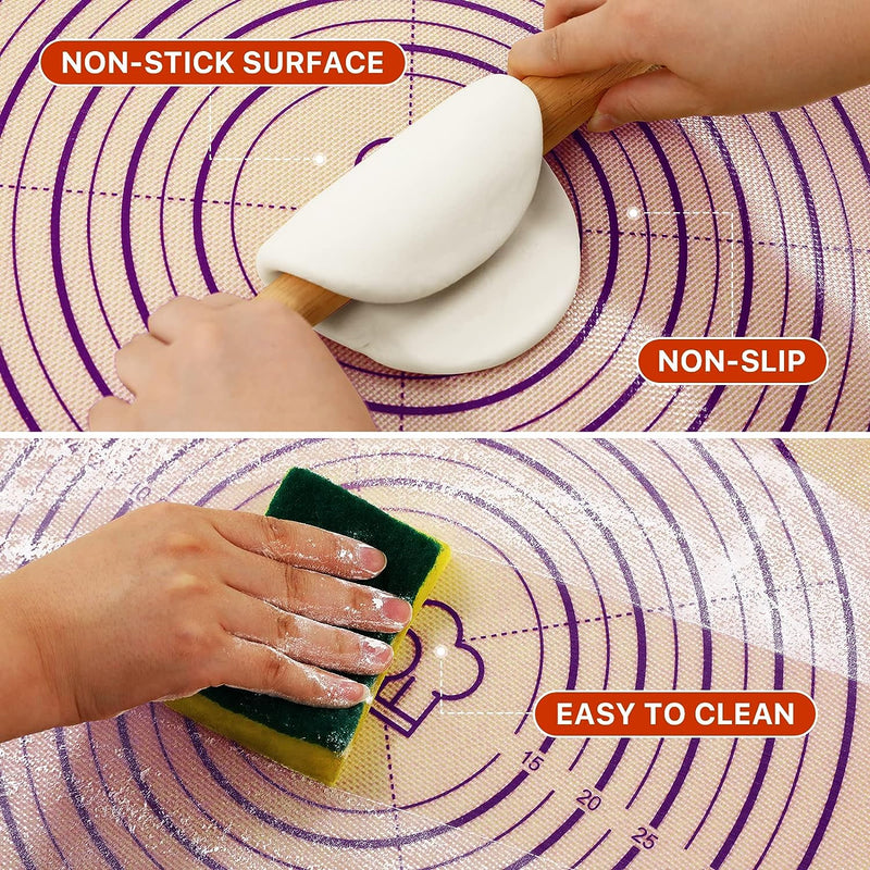 Extra Thick Silicone Baking Mat Non-Stick Large Sheet Mat with Measurement - Reusable for Baking and Dough Rolling