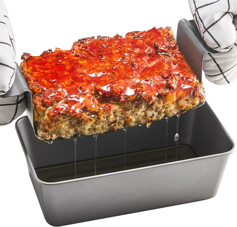 Nonstick Meatloaf Pan with Drain Tray - 9x5 Baking Tin for Meat Loaf and Banana Bread