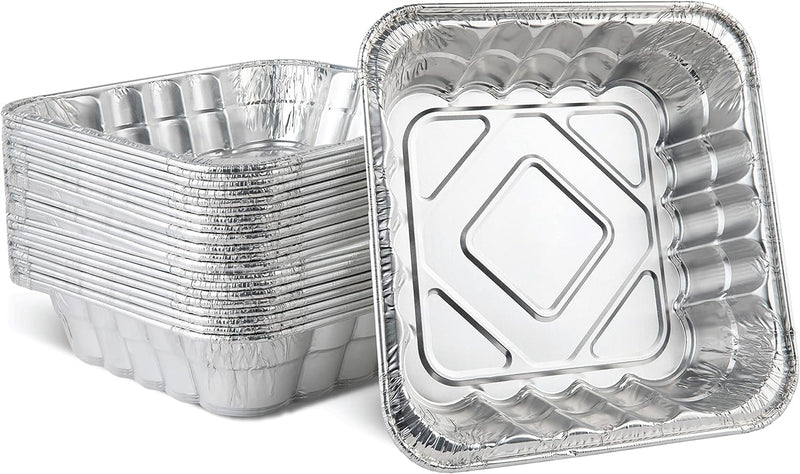 PLASTICPRO Disposable Square Aluminum Baking Pans - Pack of 25 3x3x2 inches