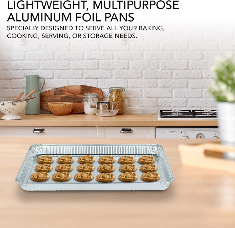 Disposable Aluminum Baking Pans - Nonstick  Reusable - 15 Pack - 16x11 inches