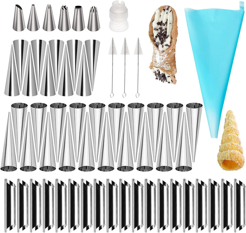 VolksRose 30pc Cream Horn and Cannoli Mold Kit - Stainless Steel Baking Molds for Danish Pastry and Lady Lock Forms