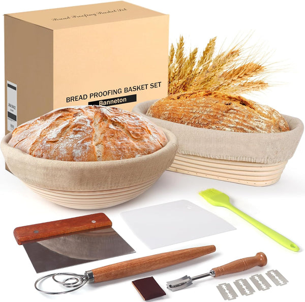 Banneton Bread Proofing Set with Baking Supplies and Gifts