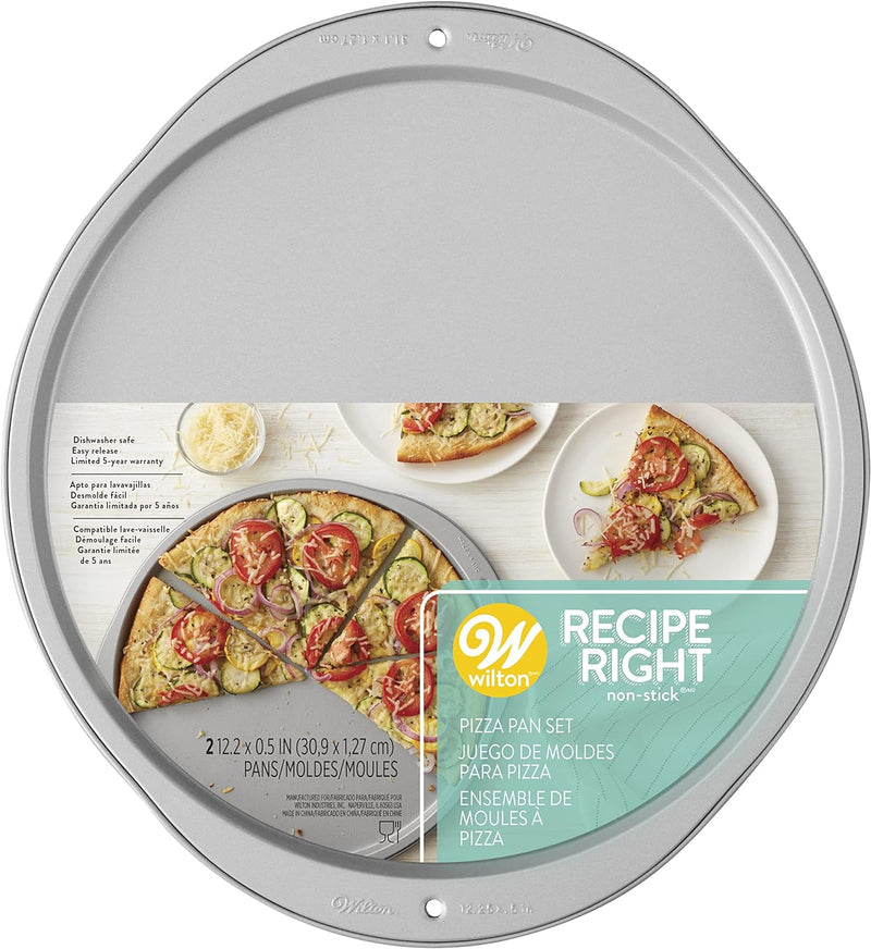 12-Inch Pizza Pans 2-Piece Set Steel - Wilton Recipe Right