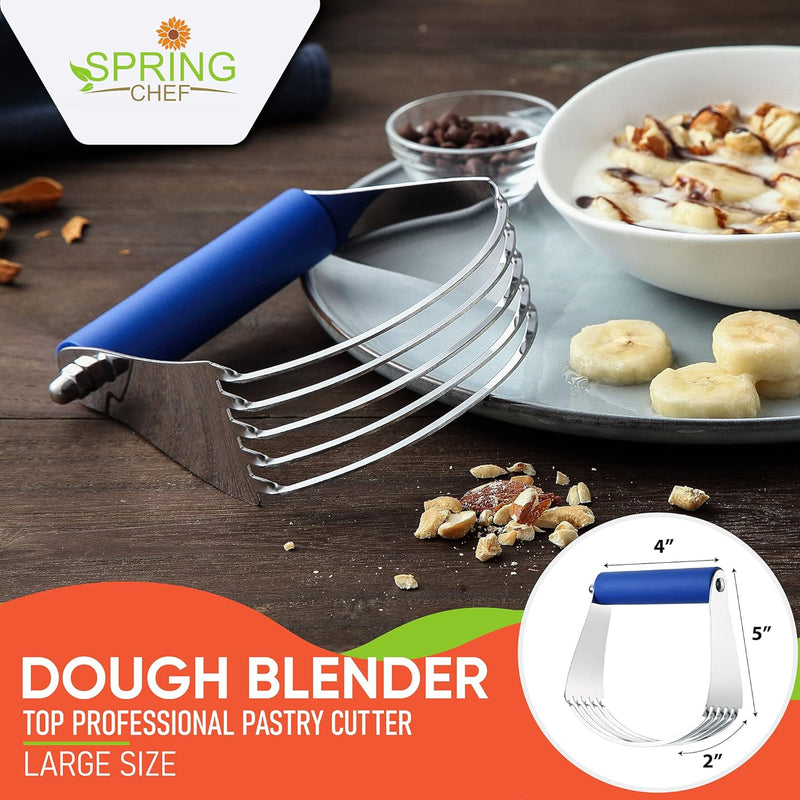 Spring Chef Dough Blender Top Professional Pastry Cutter with Heavy Duty Stainless Steel Blades - Medium Size Black