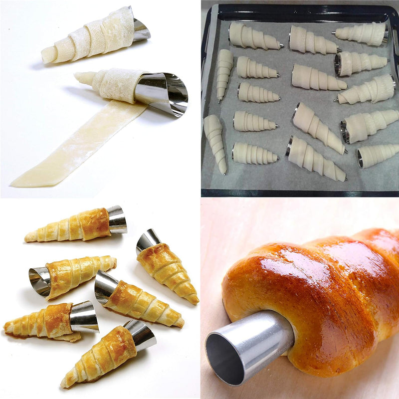 21-Piece Stainless Steel Cream Horn Molds with Cleaning Brush for Baking