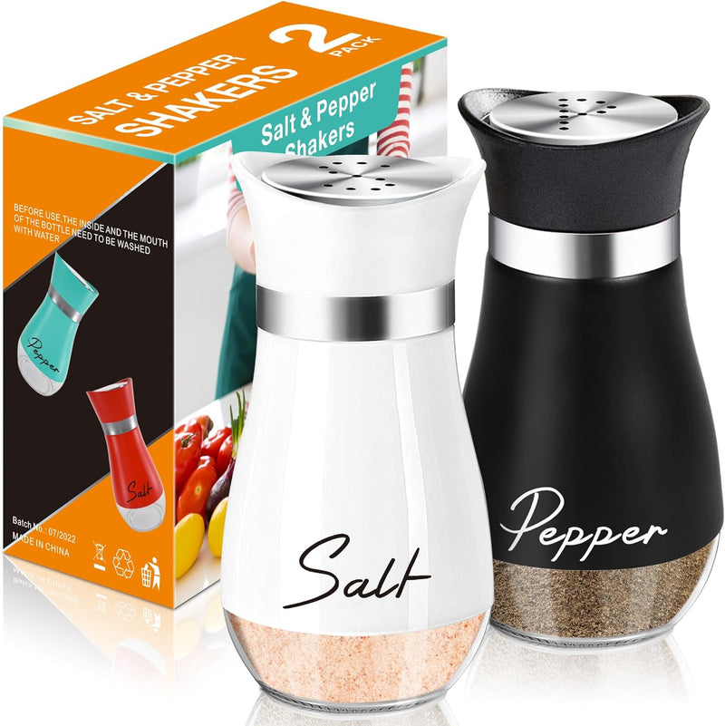 Salt and Pepper Shaker Set - 4 oz Glass Bottom with Stainless Steel Lid Pink